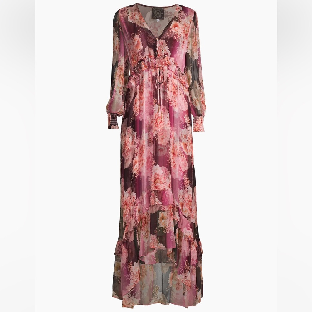 Johnny Was Pink Floral Maxi Dress